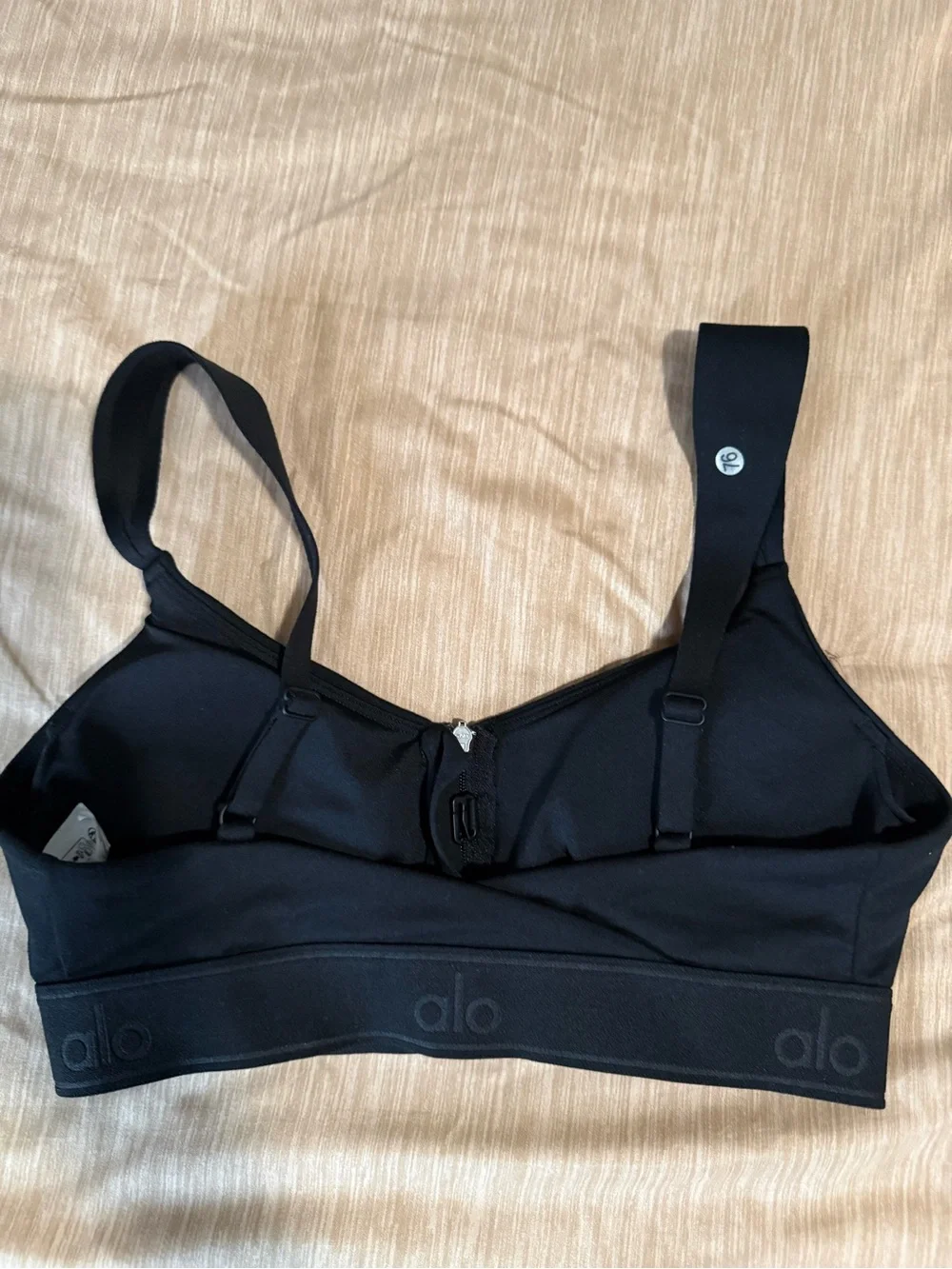 ALO Yoga Black Front Zip Low-Impact Sports Bra